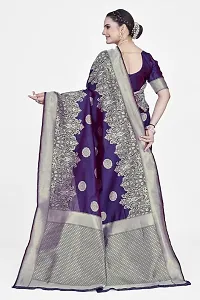 Stylish Silk Blend Zari Saree With Blouse Piece For Women-thumb1