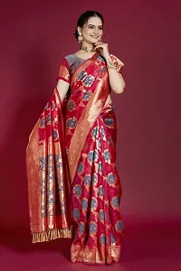 Beautiful  Organza  Jacquard Saree with Blouse Piece For Women-thumb3