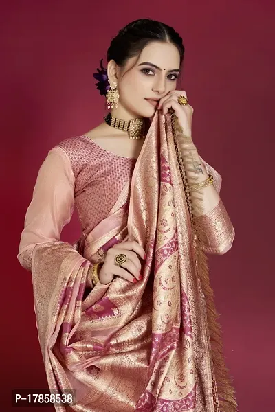 Beautiful  Organza  Jacquard Saree with Blouse Piece For Women-thumb3