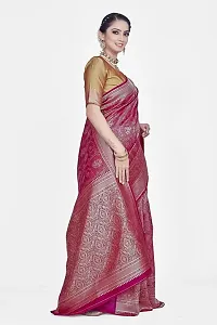 Stylish Silk Blend Zari Saree With Blouse Piece For Women-thumb4