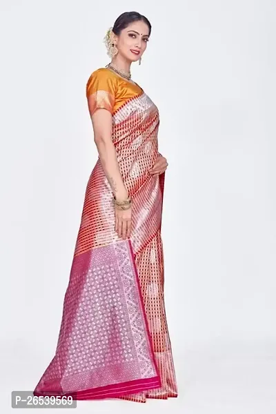 Stylish Silk Blend Woven Banarasi Saree With Unstitched Blouse-thumb4