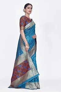 Stylish Silk Blend Zari Saree With Blouse Piece For Women-thumb4