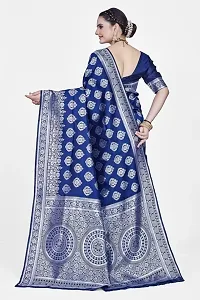 Stylish Silk Blend Zari Saree With Blouse Piece For Women-thumb1