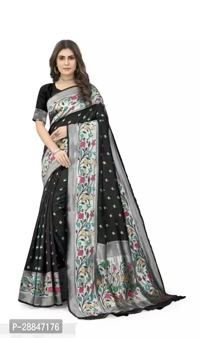 Stylish Black Art Silk Saree With Blouse Piece For Women-thumb0