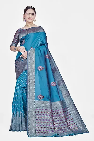 Best Selling Art Silk Saree with Blouse piece 