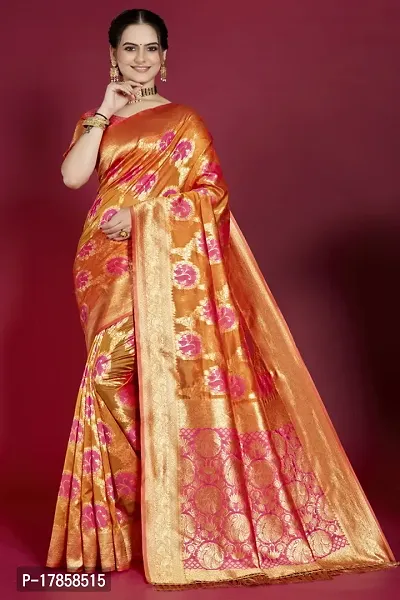Beautiful  Organza  Jacquard Saree with Blouse Piece For Women