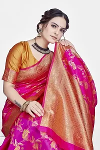 Stylish Silk Blend Zari Saree With Blouse Piece For Women-thumb2