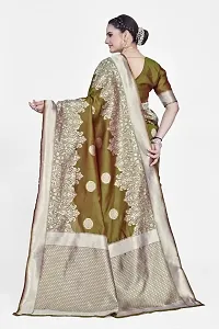 Stylish Silk Blend Zari Saree With Blouse Piece For Women-thumb1