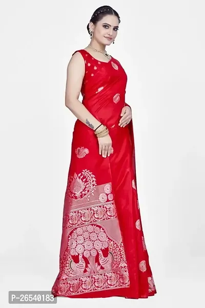 Stylish Silk Blend Zari Saree With Blouse Piece For Women-thumb5