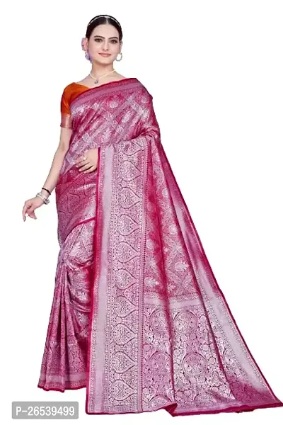 Stylish Art Silk Banarasi Saree With Unstitched Blouse-thumb0