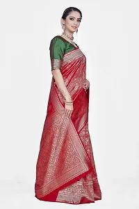 Stylish Silk Blend Zari Saree With Blouse Piece For Women-thumb4