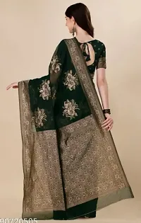 Stylish Soft Silk Green Saree With Blouse Piece For Women-thumb1