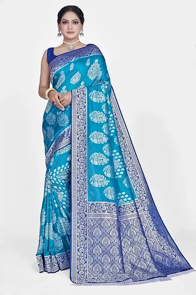 Beautiful Art Silk Jacquard Saree with Blouse Piece For Women