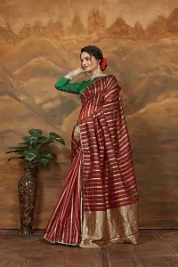 Stylish Maroon Art Silk Saree With Blouse Piece For Women-thumb2