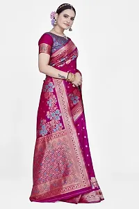 Stylish Silk Blend Zari Saree With Blouse Piece For Women-thumb4