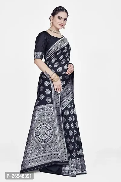 Stylish Silk Blend Zari Saree With Blouse Piece For Women-thumb5