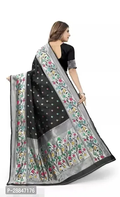 Stylish Black Art Silk Saree With Blouse Piece For Women-thumb2