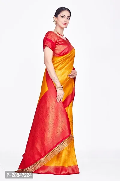 Stylish Yellow Art Silk Saree With Blouse Piece For Women-thumb2