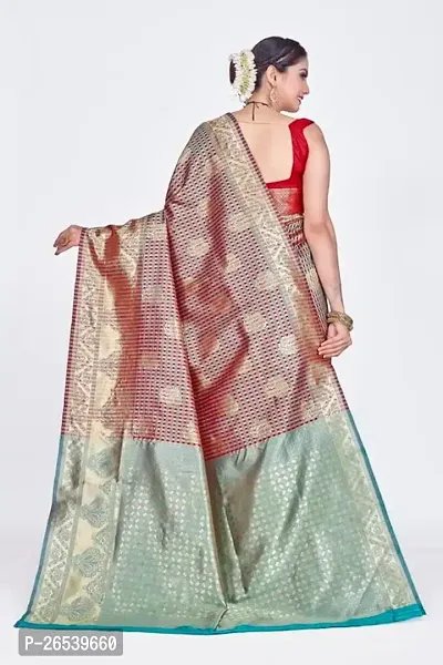 Stylish Silk Blend Woven Banarasi Saree With Unstitched Blouse-thumb2