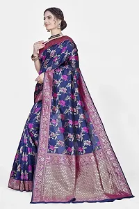 Stylish Silk Blend Zari Saree With Blouse Piece For Women-thumb3