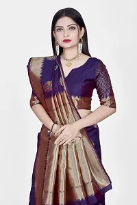 Stylish Silk Blend Zari Saree With Blouse Piece For Women-thumb2