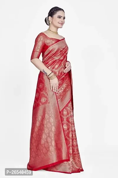 Stylish Silk Blend Zari Saree With Blouse Piece For Women-thumb5