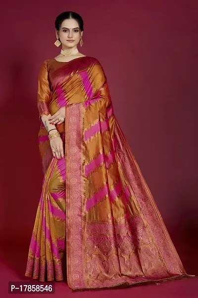 Beautiful  Organza  Jacquard Saree with Blouse Piece For Women