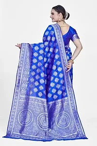 Stylish Silk Blend Zari Saree With Blouse Piece For Women-thumb1