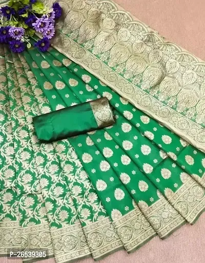 Stylish Banarasi Silk Jacquard Saree With Blouse Piece For Women-thumb0