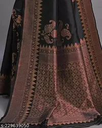 Stylish Soft Silk Black Saree With Blouse Piece For Women-thumb1