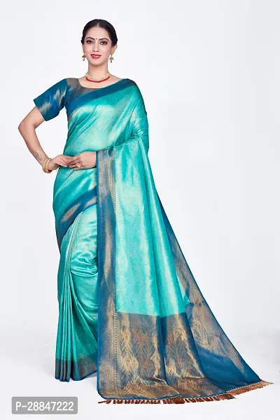 Stylish Blue Art Silk Saree With Blouse Piece For Women