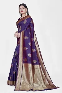 Stylish Silk Blend Zari Saree With Blouse Piece For Women-thumb3