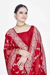 Stylish Silk Blend Zari Saree With Blouse Piece For Women-thumb2