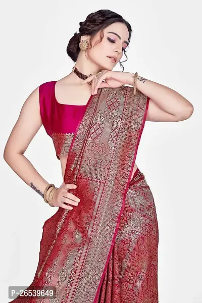 Stylish Beautiful Banarasi Silk Saree With Intricate Buta Work-thumb3