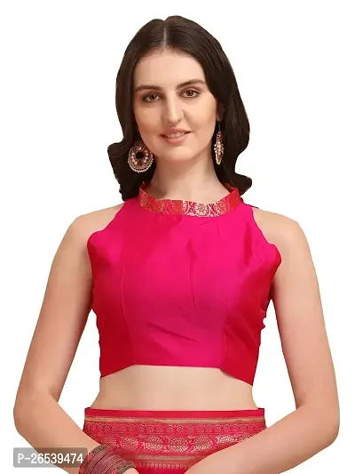 Stylish Pink Colored Kanjeevaram Silk Zari Woven Saree With Blouse Piece (Zari 1 Rani)-thumb4