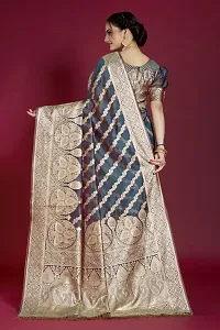 Beautiful  Organza  Jacquard Saree with Blouse Piece For Women-thumb1