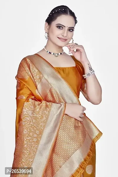 Stylish Silk Blend Zari Saree With Blouse Piece For Women-thumb3