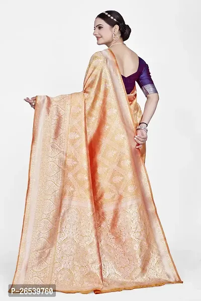 Stylish Silk Blend Zari Saree With Blouse Piece For Women-thumb2