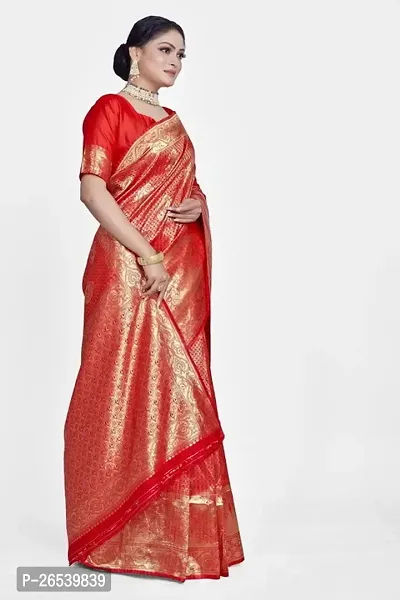 Stylish Silk Blend Zari Saree With Blouse Piece For Women-thumb3