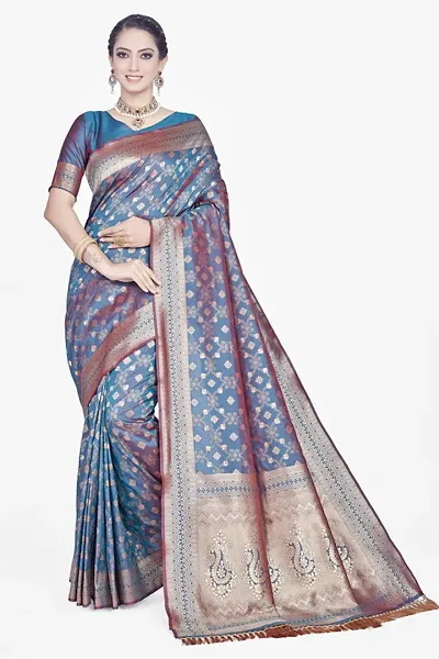 Beautiful Art Silk Jacquard Saree with Blouse Piece For Women