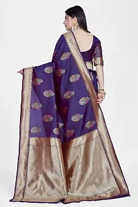 Stylish Silk Blend Zari Saree With Blouse Piece For Women-thumb1