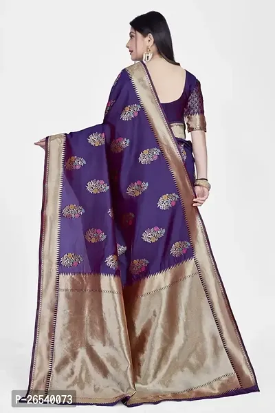 Stylish Silk Blend Zari Saree With Blouse Piece For Women-thumb2