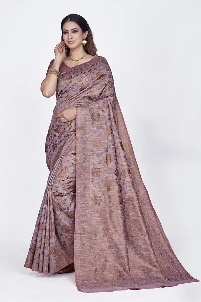 Attractive Polyester Blend Saree with Blouse piece 