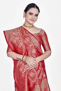 Stylish Silk Blend Zari Saree With Blouse Piece For Women-thumb2