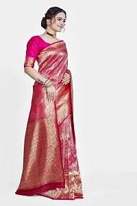 Stylish Silk Blend Zari Saree With Blouse Piece For Women-thumb4