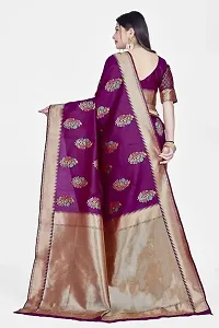 Stylish Silk Blend Zari Saree With Blouse Piece For Women-thumb1