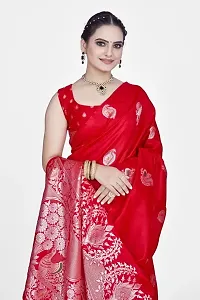 Stylish Silk Blend Zari Saree With Blouse Piece For Women-thumb2