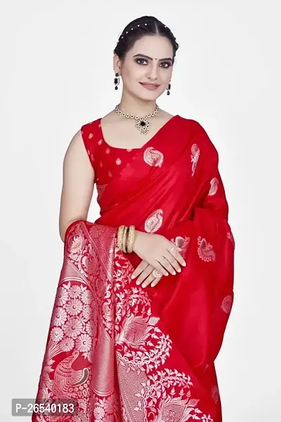 Stylish Silk Blend Zari Saree With Blouse Piece For Women-thumb3