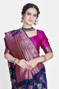 Stylish Silk Blend Zari Saree With Blouse Piece For Women-thumb2