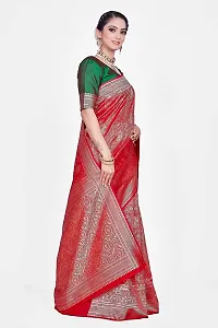 Stylish WomenS Jacquard Banarasi Silk Saree With Unstitched Blouse Piece-thumb3